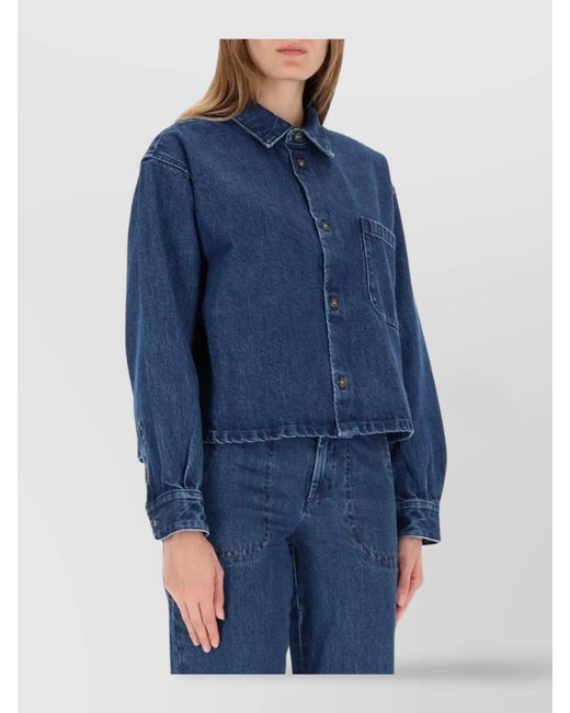A.P.C. Blue Organic Cotton Samantha Shirt Jacket