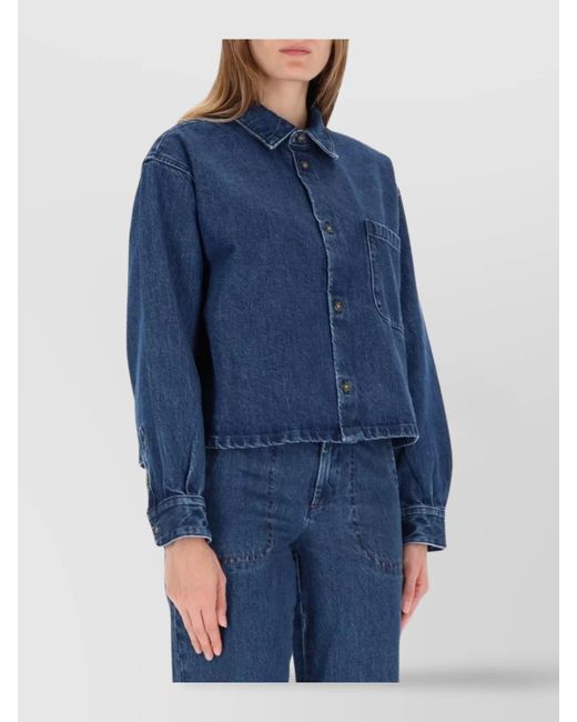 A.P.C. Blue Organic Cotton Samantha Shirt Jacket