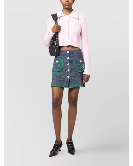 Cormio Blue Cotton Mini Skirt
