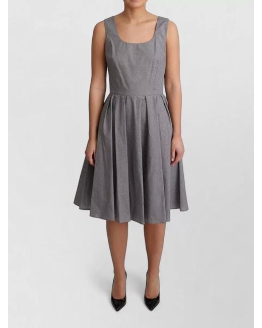 Dolce & Gabbana Gray Geometric Cotton A Line Sleeveless Dress