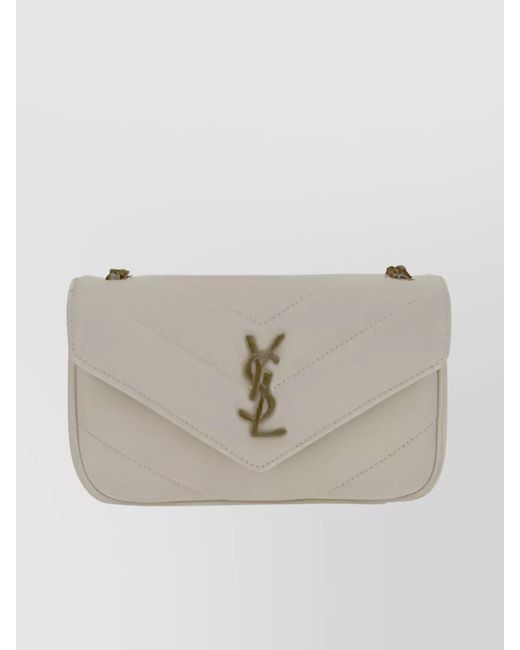 Saint Laurent Gray Loulou Mini Leather Shoulder Bag