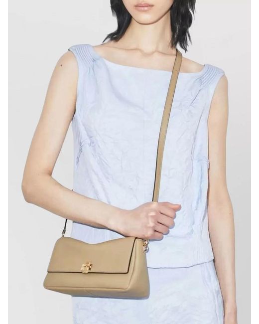 Tory Burch Natural Small Shoulder Bag Soft Structure Flap