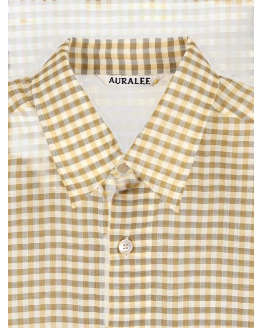 Auralee Natural Button Down Collar Checked Long Sleeve Shirt for men