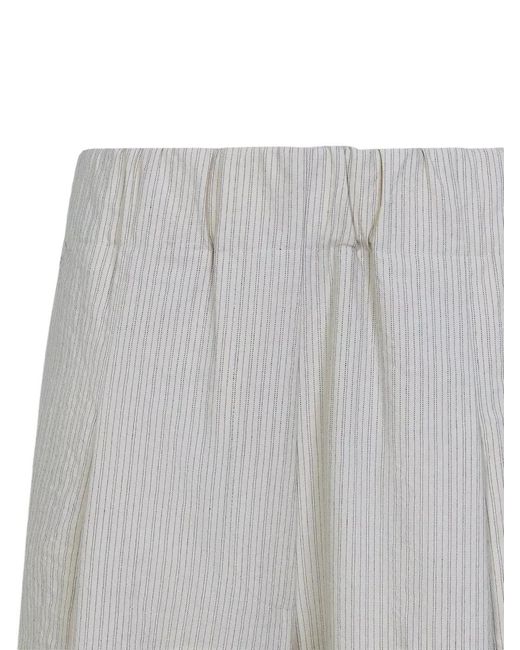Dries Van Noten White Pila Trousers Striped Wide Leg Lightweight