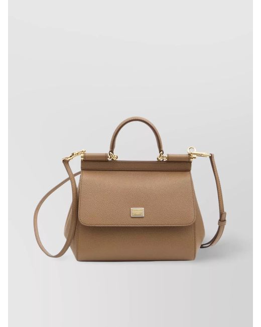 Dolce & Gabbana Brown Sicily Medium Leather Tote Bag