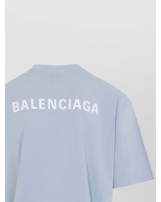 Balenciaga Blue Cotton Medium Fit Short Sleeve T-Shirt for men
