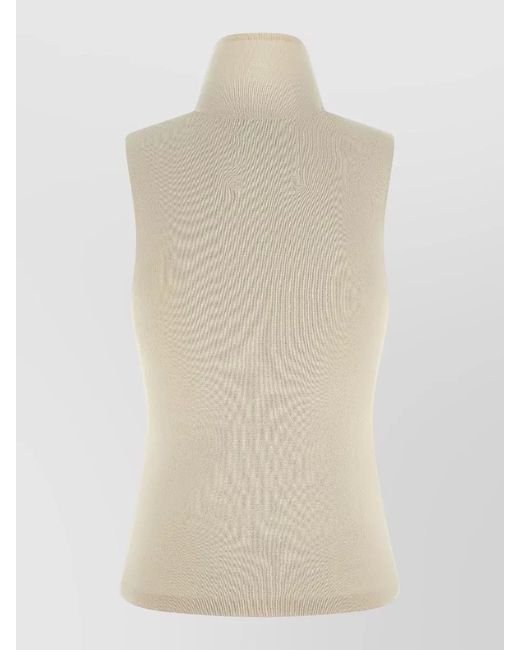 Extreme Cashmere Natural N° 502 Collarbone Ribbed Sleeveless Top