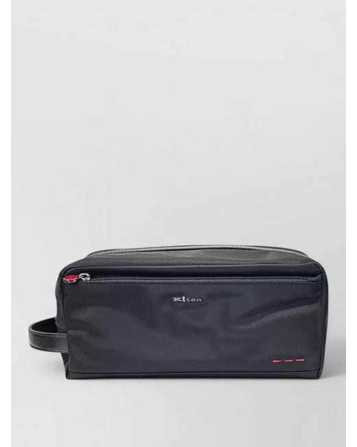 Kiton Black Leather-Trim Toiletry Bag for men