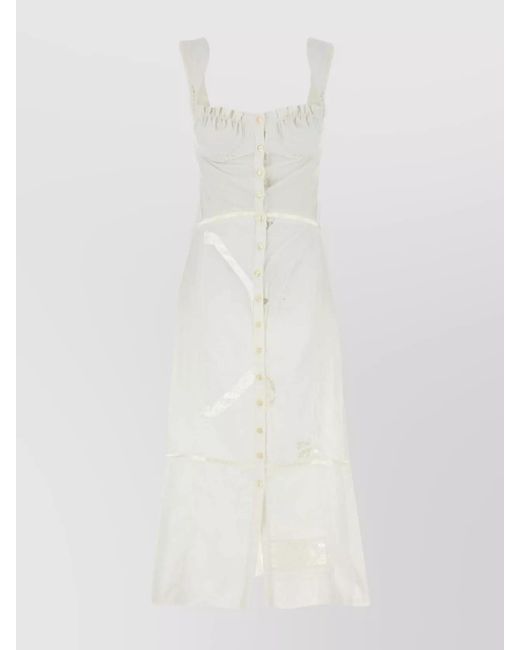 MARINE SERRE White Cotton Midi Dress