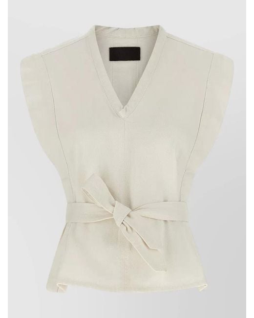 Lemaire Natural V Neck Sleeveless Vest Waist Tie
