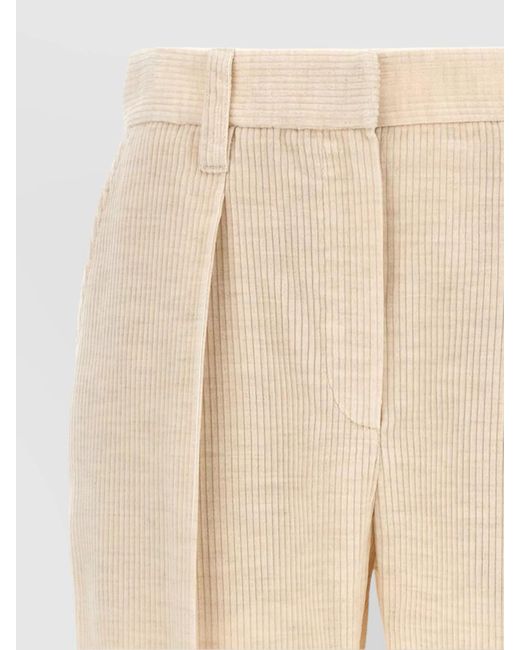 Brunello Cucinelli Natural Striped Regular-Fit Tailored Trousers