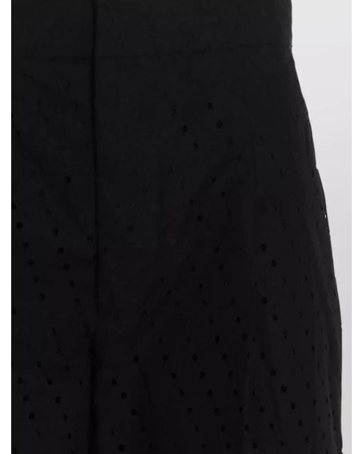 Nude Black Pleated Pants Perforated Pattern Back Pocket