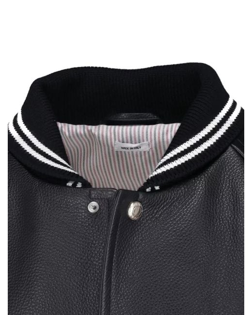 Thom Browne Black Coat Contrast Stripes Raglan Sleeves Pockets for men