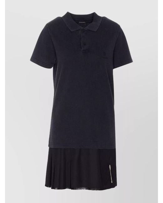 Balenciaga Blue Cotton Pleated Mini Dress