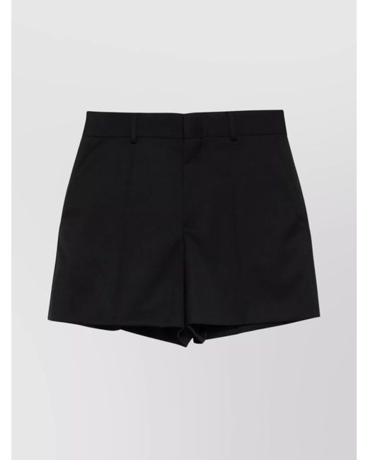 Moschino Black Tailored Shorts With Belt Loops And Button Detail