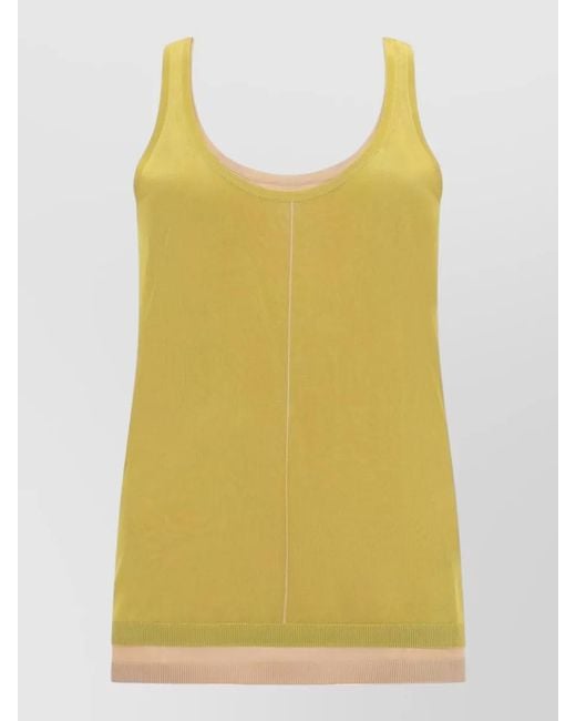 Paul Smith Yellow Rayon Scoop Neck Sleeveless Lounge Tank
