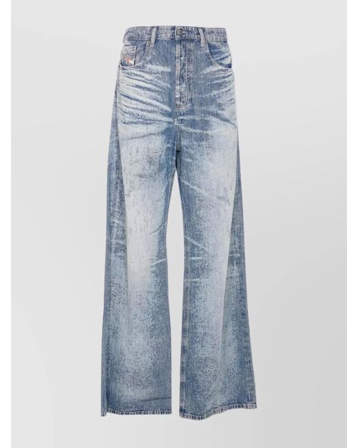 DIESEL Blue Denim High-Rise Wide-Leg Jeans