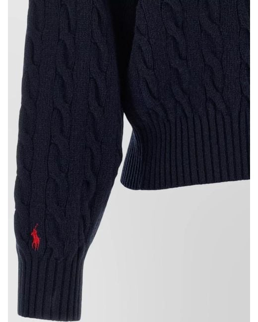 Polo Ralph Lauren Blue Cashmere Wool Cable-Knit Cardigan