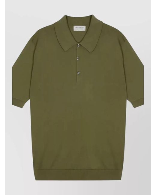 John Smedley Green Cotton Knit Shirt Polo Collar for men