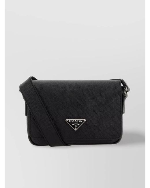 Prada Black Leather Shoulder Bag for men