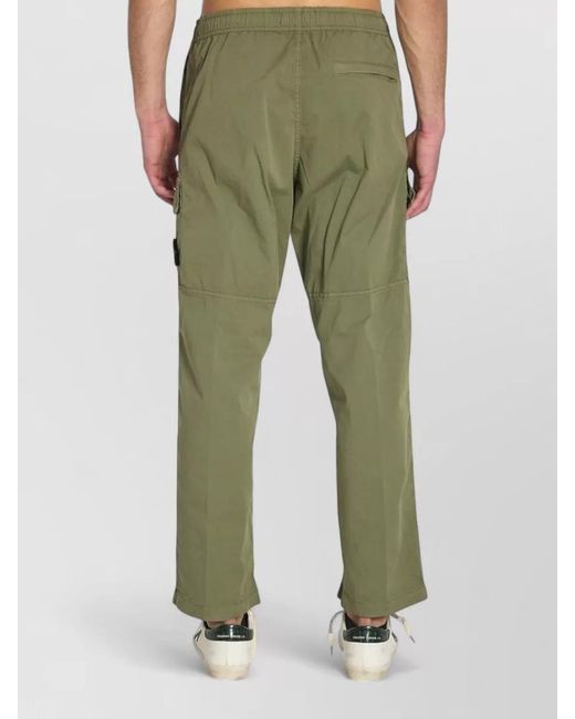 Stone Island Green Cotton Loose-Fit Wide-Leg Trousers for men