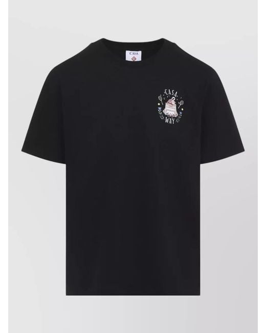 Casablanca Black Casa Way Tennis Graphic Cotton T Shirt for men