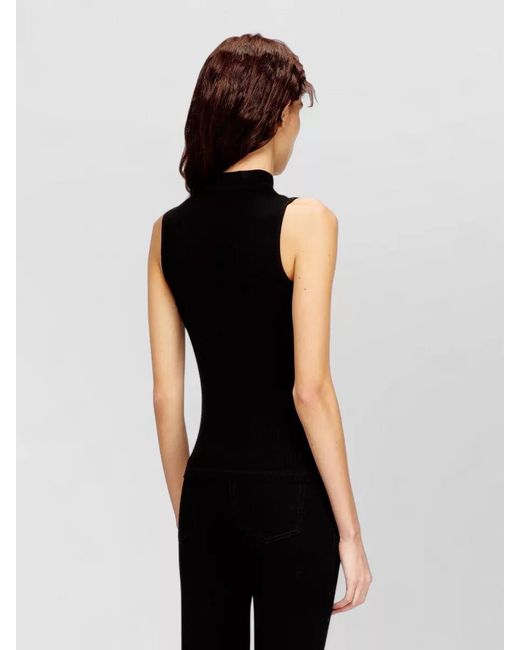 DIESEL Black Ribbed Slim-Fit Mock-Neck Sleeveless Tank Top