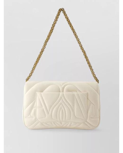 McQueen Natural The Seal Quilted Leather Crossbody Bag