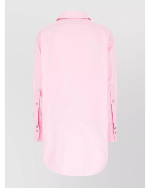 Patou Pink Cotton Poplin Short Shirt Dress