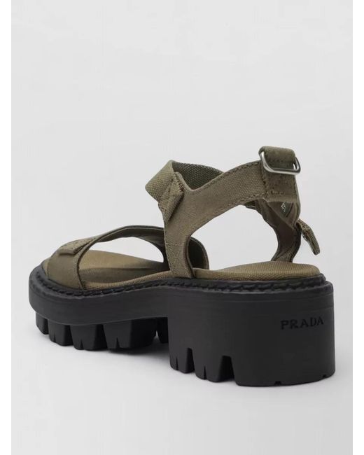 Prada Multicolor Sandals Buckle Detail Chunky Sole Open Toe