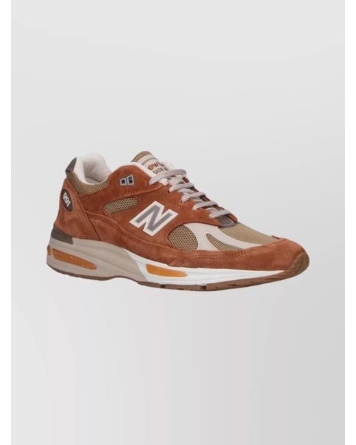 New Balance Brown Casual Sneakers With Mesh And Suede Design