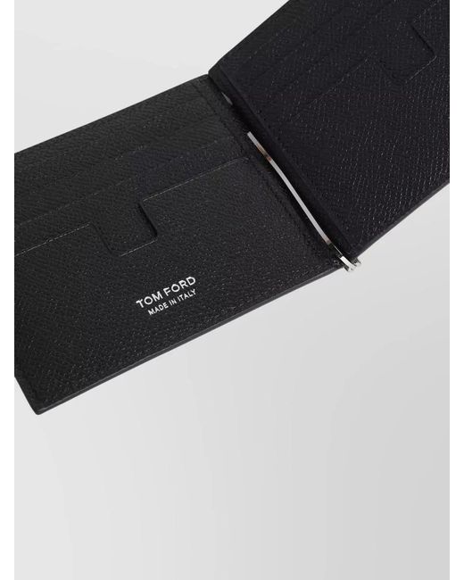 Tom Ford Black Textured Finish Compact Leather Cardholder Wallet