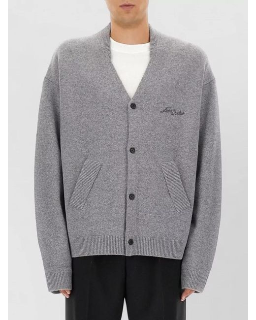 Acne Gray V-Neck Cardigan for men