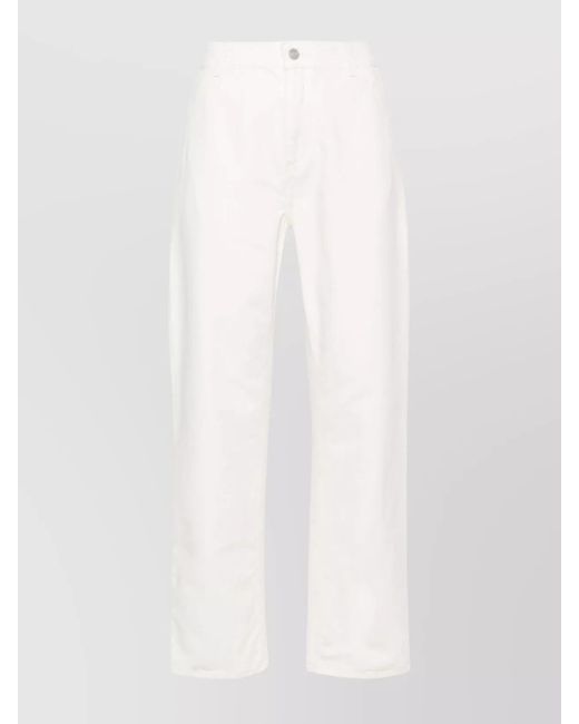 Carhartt White Canvas Straight Fit Pants Belt Detail