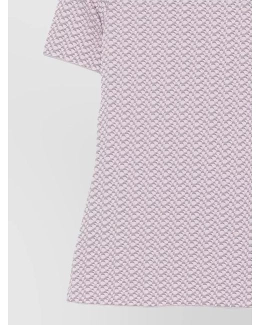 Emporio Armani Pink Round Neck Textured Fabric Short Sleeve Top
