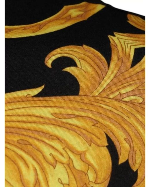 Versace Black Cotton Logo-Print Crew-Neck T-Shirt for men