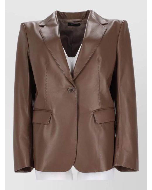 Tom Ford Brown Lamb Leather Suit Jacket