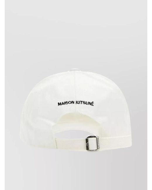 Maison Kitsuné White Curved Visor Baseball Cap With Fox Patch for men