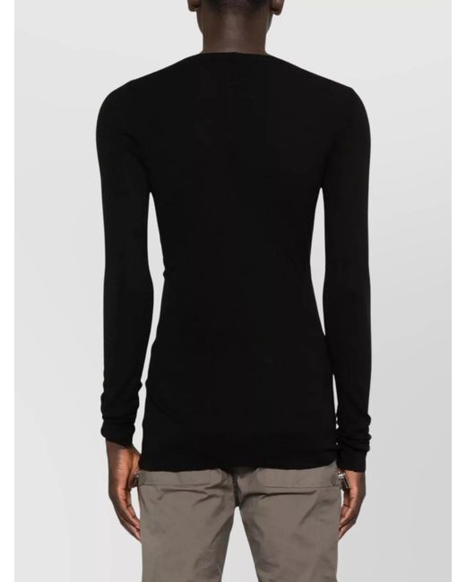 Rick Owens Black Ribbed Long-Sleeve Crewneck Sweater for men