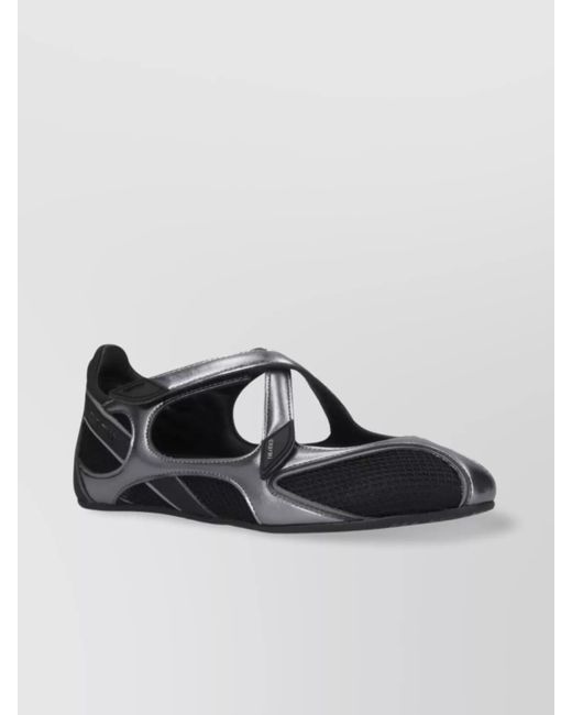 The Attico Black Mesh Ballerina Flats
