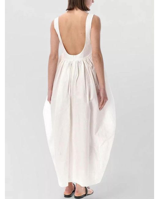 Rohe White Dress Gathered Waist Maxi Length Open Back