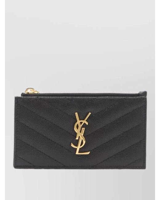 Saint Laurent Gray Leather Cardholder