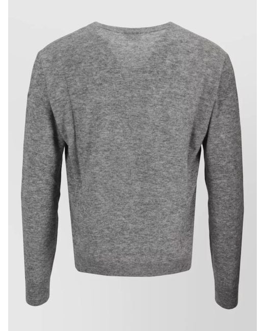 Saint Laurent Gray Cashmere Silk V-Neck Jumper