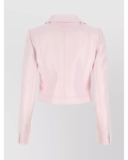 Courreges Pink Cropped Vinyl Biker Jacket