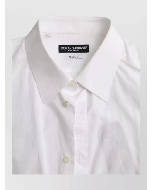 Dolce & Gabbana White Polka Dot Cotton Long Sleeve Shirt for men