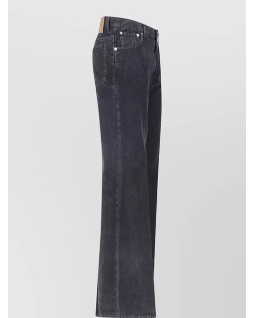 Haikure Blue Denim Trousers Belt Loops Five Pocket Flared