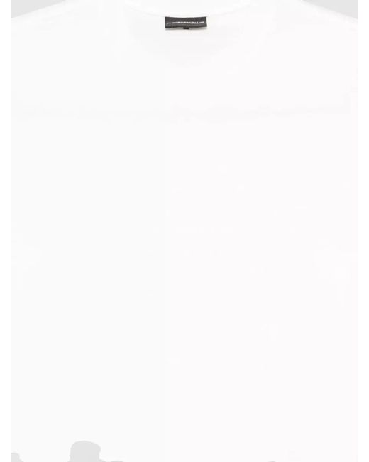 Emporio Armani White Cotton Logo-Print Short-Sleeve T-Shirt for men