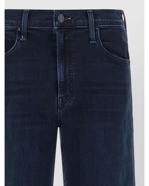 Mother Blue Denim Mid-Rise Straight-Leg Ankle Jeans