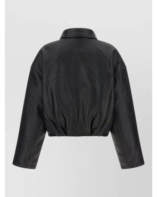 ROTATE BIRGER CHRISTENSEN Black Cropped Jacket Collared Neck Long Sleeves