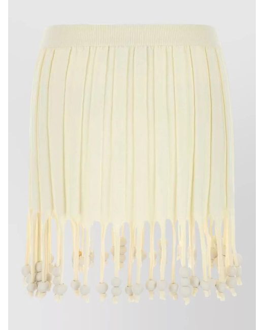 Loewe Natural Cotton Mini Skirt Beads Fringe Detail